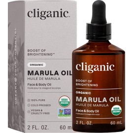 Cliganic Aceite de Marula Orgánico 100% Puro – 59 ml (2 oz) – Certificado USDA – Vegano, Sin OMG, Prensado en Frío – Para Piel y Cabello