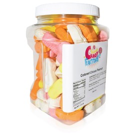 Sarah's Candy Factory Assorted Circus Peanuts Marshmallow | Spangler Retro Candy in Jar, 1.5 Lbs