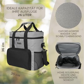 mnam 26L Cool Bag Foldable Picnic Bag – Cooler Bag Beach – Drinks Picnic Basket – Thermal Bag Insulated Bag for Food Transport – Cooler Bag