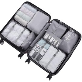 Packing Cubes for Suitcase,Lychico 9pcs Travel Luggage Packing Organizers Waterproof Travel Essentials Bag Clothes Shoes Storage Bags, Gray