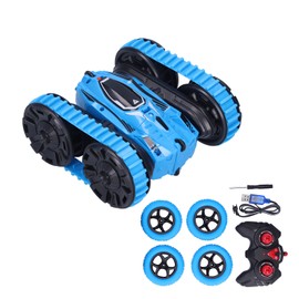 2.4G Wireless 2‑in‑1 Remote Control Stunt Car 4WD Double Sided Rotating Vehicles Kids ToyBlue
