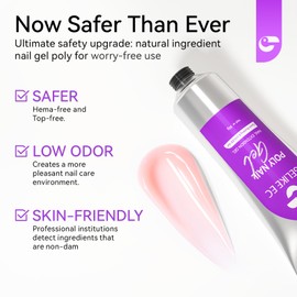 Gelike ec Light Pink Poly Nail Gel for Starter: Tube Acrylic Gel for Gel Nails HEMA Free Quick Dry Nail Extension for Nails Long Lasting & Natural for Nail Studio at Home Nail Art Design Manicure