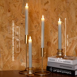 AFINETH Flameless Taper Candles with Two Rmote, 9.6" Real Wax Battery Operated Candles with 3D Wick, 6 Pack Led Candles Flickering Candlesticks, Electric Candles for Home, Wedding, Party, Decor, White