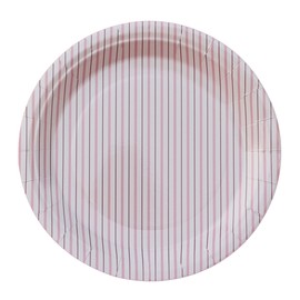 Pink Large Paper Plates (Set of 8) | Pink Dinner Plates Tableware |Pastel Pink Striped Party Plates |Pastel Plates |Baby shower valentines day plates |Flamingo Princess Ballerina Party Plates Supplies