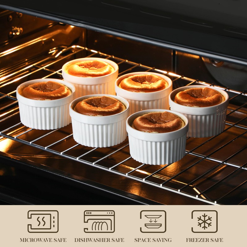 MALACASA Ramekins 10 oz Oven Safe, Porcelain Creme Brulee Ramekins
