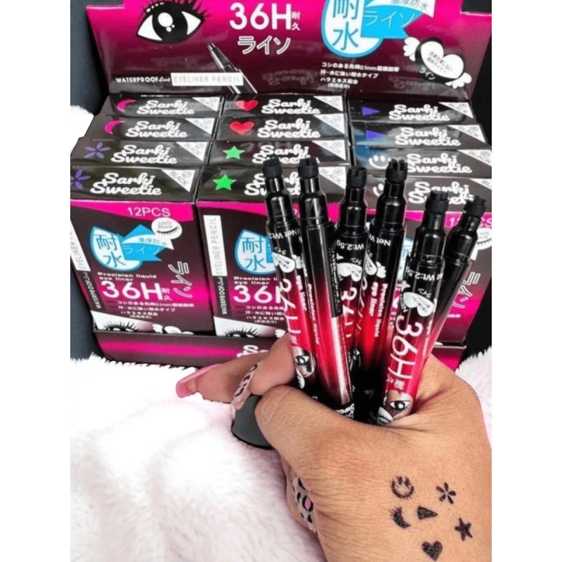 36H 1 Pieza Delineador 2 En 1 Sello Figuras Negro