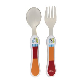 SIGIKID 25198 Children's Cutlery Set Ringel Dingel Girls and Boys Cutlery Set Fork and Spoon Recommended from Birth Red/Orange