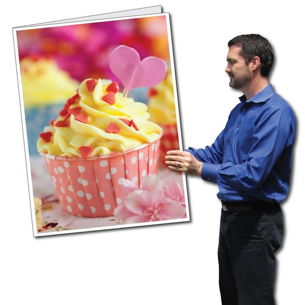 VictoryStore Jumbo Greeting Cards: Giant Valentine's Day Card (Cupcake) 2 feet x 3 feet Card with Envelope
