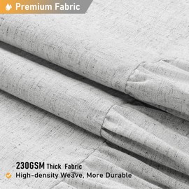 BTTN Farmhouse Shower Curtain - Rustic Heavy Duty Fabric Linen Shower Curtain Set with Ruffle Hem, Machine Washable, Vintage Country Shabby Chic Cloth Shower Curtains for Bathroom, Gray/Grey, 72x72
