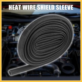 REPAIROCK Fiberglass Heat Wire Shield Sleeve Heat High Temp Shield Adjustable Heat Shield 10ft 8mm 3/8" Black for Car Wire Protection Auto Replacement Parts