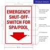 Emergency Shut Off Switch Sign, Pool Safety Sign, 10x14 Inches,
