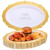 Rtteri 12 Pcs Oval Serving Platter with Floral Gold Rim