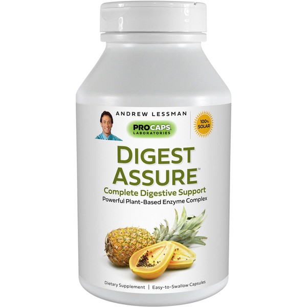 ANDREW LESSMAN Digest Assure 180 Capsules – Comprehensive Blend of Powerful Natural Enzymes to Support and Enhance Digestive Health, Vegetarian-Sourced Enzymes, Small Easy to Swallow Capsules