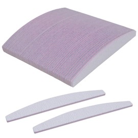 Griwuut Pack of 50 Nail Files 100/180 Half Moon Professional Nail Files Natural Nails Fine Set Double-Sided Emery Board Manicure Tools for Nail Grooming and Styling