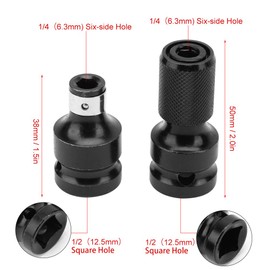 Watris Veiyi Bit Holder Socket Adapter, Impact Wrench Bit Adapter, 1/2 to 1/4 Inch Bit Adapter, for Impact Ratchet Wrench, Screwdriver Bit Holder, Pack of 2
