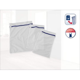 Leifheit Wäschenetz 3er Set, Wäschebeutel in zwei Größen für bis zu 2kg Wäsche, Waschbeutel für schonende Reinigung, Waschsack mit Reißverschluss, strapazierfähiges Material geeignet bis 90°