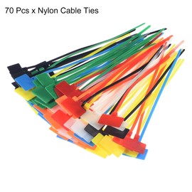 sourcing map 70pcs Nylon Cable Ties Tags Label Marker Self-Locking for Marking Organizing 7 Colors