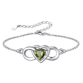 Infinity Bracelet Feet Chains for Women Sterling Silver Fashion Birthstone Heart Bracelet Summer Dainty Jewelry