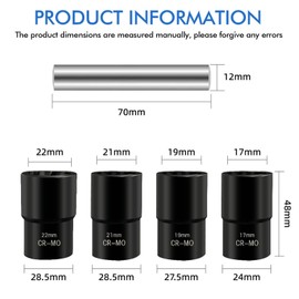 Screw Extractor Set: WIYETY 5-Piece Nut Remover Set, Spiral Profile Socket Spanner Set, Bolt Extractor for Removing Damaged, Rusted Nuts and Screws (17-22 mm)