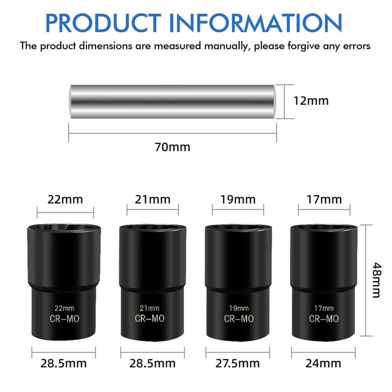 Screw Extractor Set: WIYETY 5-Piece Nut Remover Set, Spiral Profile