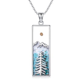 Suiknsn Mustard Seed Necklace 925 Sterling Silver Turquoise Mountain Pendant Necklaces Outdoor Christian Jewelry Hiking Birthday Gifts for Women Girlfriend