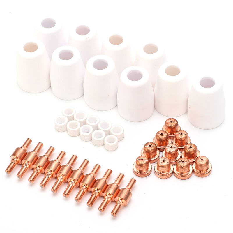 40Pcs Plasma Cutter Consumables Cutting Extended Electrode Electric Nozzle Ceramic