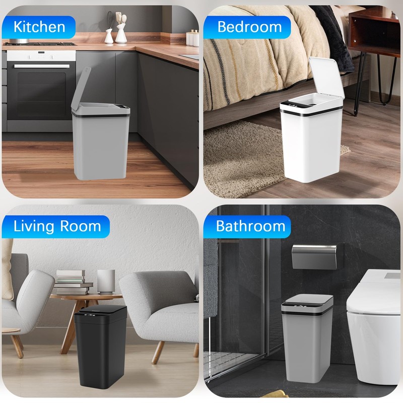 3 Pack Automatic Small Bathroom Trash Can with Lid -