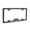 Creathome Shining Rainbow Pattern Diamond Chain License Plate Frame from