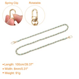 uxcell - Correa de cadena para cartera, correa de piel plana de hierro de 39 pulgadas, correas de bolso con hebillas para hombro y bolsas cruzadas, correa de repuesto (correa verde claro + cadena