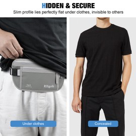 Money Belt for Travel Women and Men Hidden - Slim RFID Blocking Travel Wallet with Secure Anti-Theft Pouch, Passport Holder for Passport, Credit Cards, Cash Under Clothes