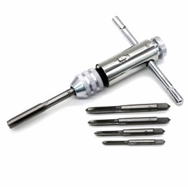 Adjustable M3-M8 3mm-8mm HSS T-Handle Reversible Ratchet Wrench Tapping Threading Tool with Hand Screw Tap