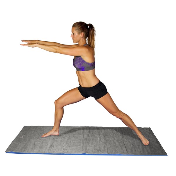 Tone Fitness Long Yoga Mat Towel, 24" x 68", Gray