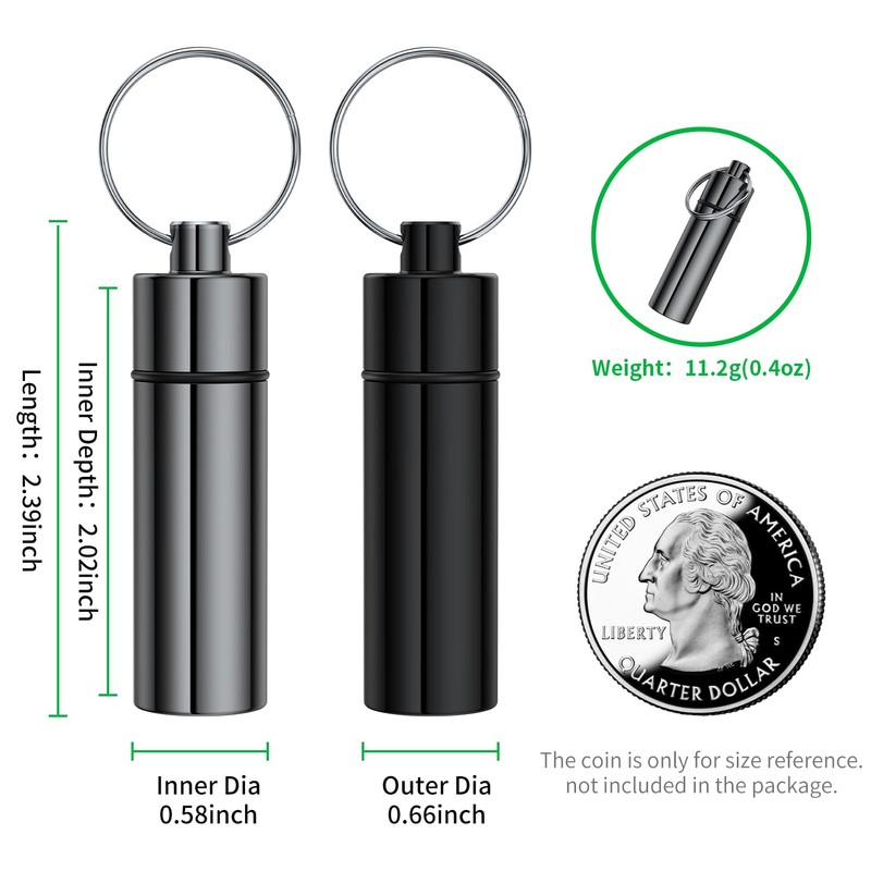 Small Pill Box,(2 Pack) Keychain Pill Holder Portable Mini Travel