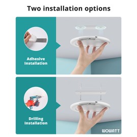 wowatt Battery Operated Ceiling Light Rechargeable Ceiling Lights with Remote Wireless Shower Lighting 3000K 4500K 6500K 7.48in Dimmable Timing Overhead Light for Closet Shower Living Room