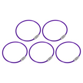YOKIVE 5 Pcs Keychains Wire, 150mm Key Ring Loops with Durable Stainless Steel, Hanging Luggage Tags, Great for Outdoor Sporting Hiking (Purple, 6-Inch)