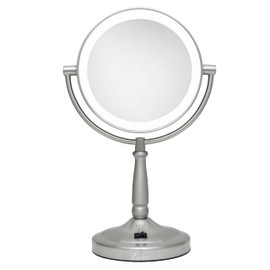 Zadro 9" Round LED Makeup Mirror with Lights and Magnification 5&10X/1X AA Battery Operated Swivel Lighted Makeup Mirror