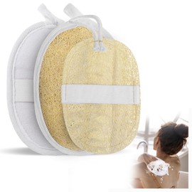 Nogeqi Pack of 3 Exfoliating Loofah Sponge Body Natural Loofah Sponge Shower, Loofah Sponge Reusable Exfoliating Sponge, Beige Shower Sponge, Natural Loofah Sponge for Bathroom, Spa, Kitchen, Camping
