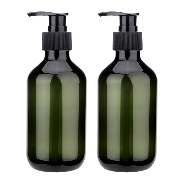 Sdoot Green Pump Bottle 2 Pack, 10oz Shampoo Pump Bottle Plastic Pump Dispenser Bottle Squeeze Containers for Shampoo Lotion Body Wash