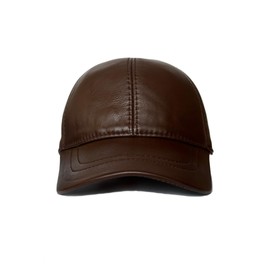 Lukkizara Leather Baseball Cap Genuine Lambskin Leather Hat Sports Visor Adjustable Strap (Genuine Lambskin Leather, Chocolate Brown)