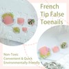 False Toenails Short Square, 24Pcs Pink French Tip Toe Nails