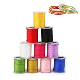 10 Colors 0.8mm Macrame Cord, Waxed Cotton Cord String Beading String Kumihimo Cord Nylon Chinese Knotting Cordfor DIY Craft Knitting Wall Hanging Plant Hanger Jewelry Bracelet Necklaces Craft Making