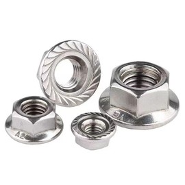 M10-1.5 Serrated Flange Hex Nuts, M10 Hexagon Flange Nuts 304 Stainless Steel 18-8, Bright Finish, Full Thread,10Pcs