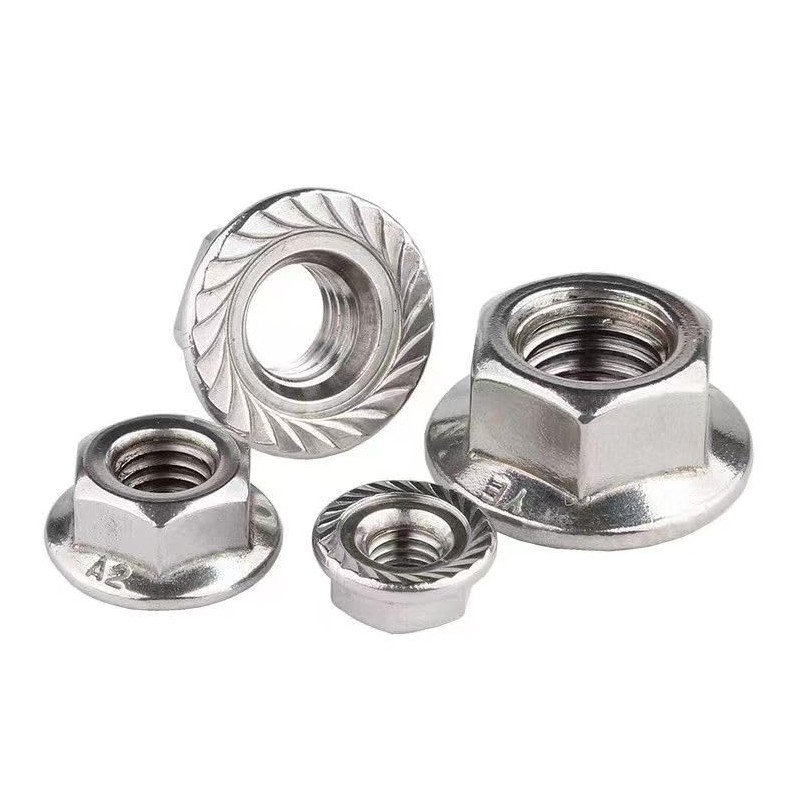 M10-1.5 Serrated Flange Hex Nuts, M10 Hexagon Flange Nuts 304