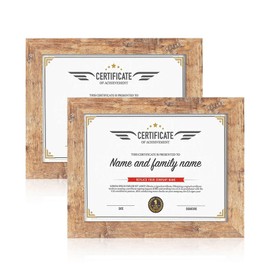 iRahmen 8.5 x 11 Picture Frame Set of 2, Certificate Document Frames with High Definition Glass Photo Frame for Desktop Display and Wall Mounting