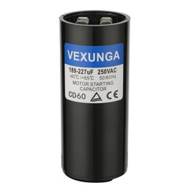 VEXUNGA 189-227 uF MFD 250 VAC 50/60 Hz Round Motor Start Capacitor CD60 Single Phase Capacitors for AC Motors Starting or Pool Pump or Well Pump