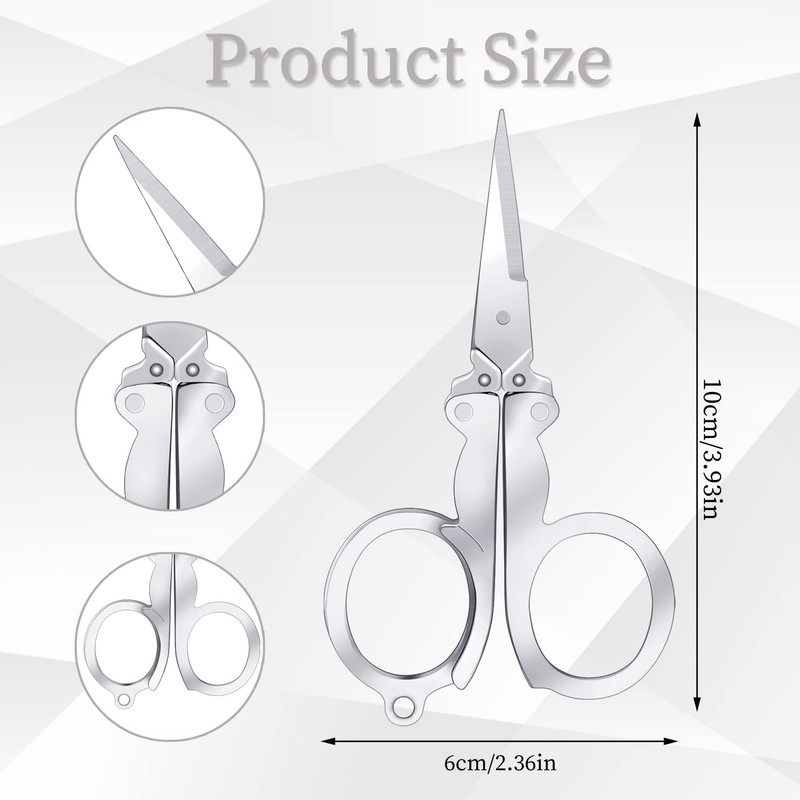 Folding Scissors, 4Pcs Stainless Steel Small Scissors Pocket Portable Foldable