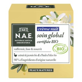 N.A.E. - Night Cream - Organic Certified - Global Care - Mature Skin - Organic Jasmine and Olive Oil Extract - 98% Ingredients of Natural Origin - Organic Face Care - 50ml
