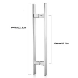 TOGU TG-6018 24 inches Solid Standoffs Heavy-Duty Commercial Grade-304 Stainless Steel Push Pull Door Handle/Barn Door Pull Handle/Glass Pulls, Mirror Polished Chrome Finish
