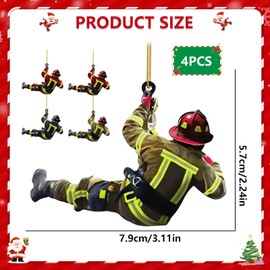 Pack of 4 Christmas Tree Fireman Acrylic Ornaments