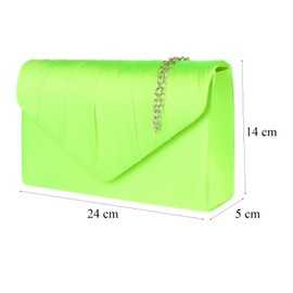 Girly Handbags Women's Satin Pleated Clutch Bag, neon yellow
